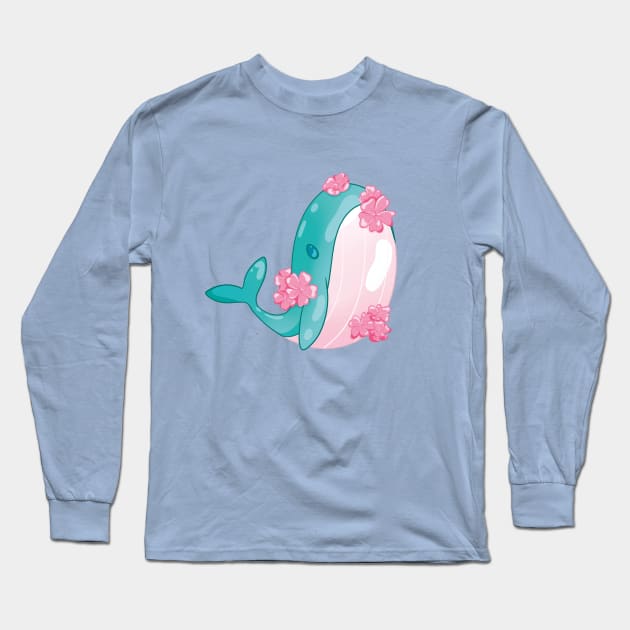 Sakura Whale Long Sleeve T-Shirt by smalart